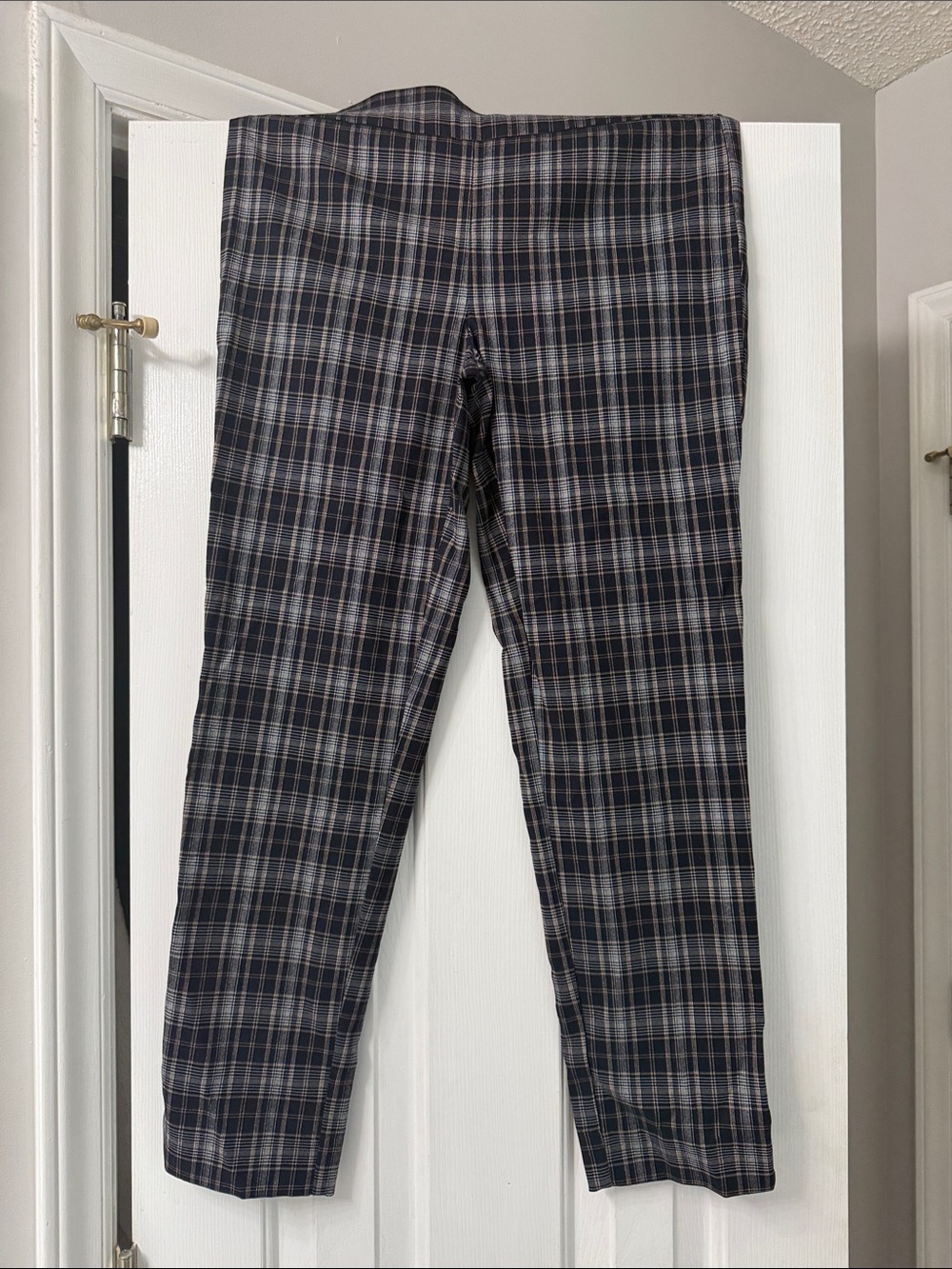 Kids Plaid Pull-On Pants in Navy and Gray